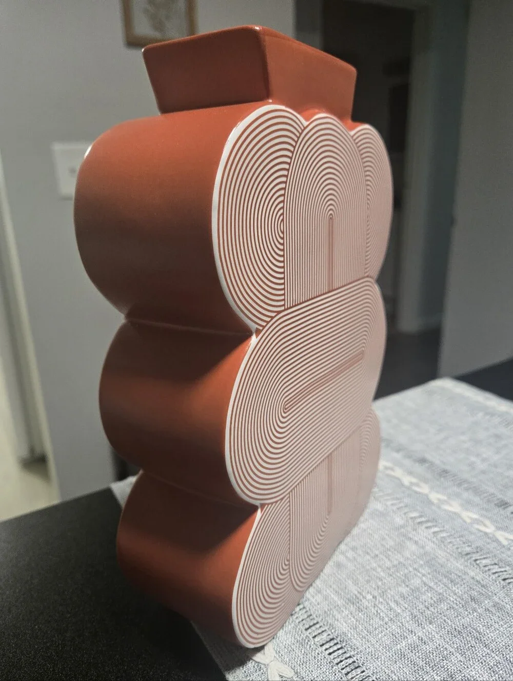 Jonathan Adler Vase in Orange and White, Terracotta